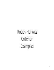 9 Routh-Hurwitz Examples w alt text.pdf - Routh-Hurwitz Criterion Examples 1 Ex. # 1: Find the ...