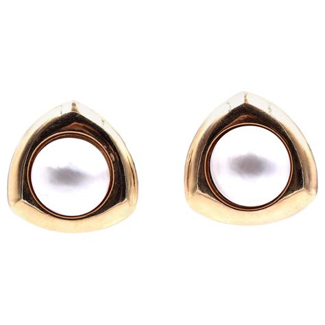 14 Karat Yellow Gold And Pearl Earrings For Sale At 1stdibs