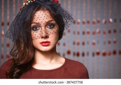 Retro Portrait Beautiful Woman Vintage Style Stock Photo 387437758