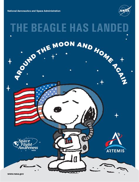 Snoopy is 'home again' on revived NASA poster promoting Artemis mission success | collectSPACE