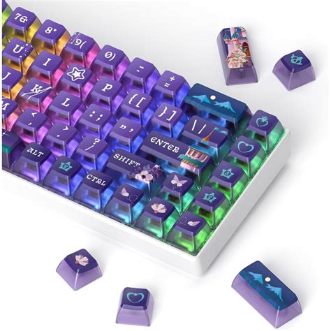 Lotus Magical Castle Purple Pudding Keycaps Asa Profile Pbt Four Sided