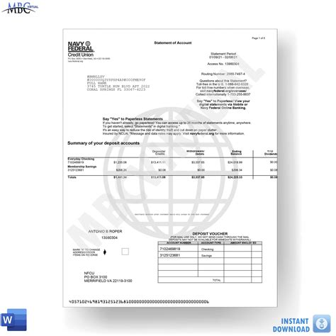 Free Navy Federal Bank Statement Template