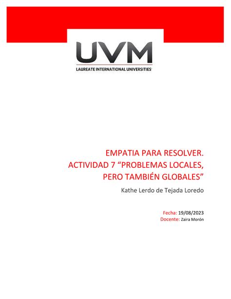 Actividad 7 empatía para resolver EMPATIA PARA RESOLVER ACTIVIDAD 7