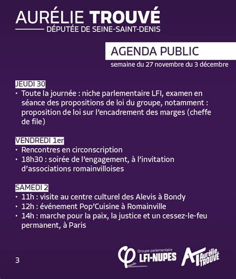 Agenda Public Semaine Du 27 Novembre Au 3 Décembre 2023 Aurélie TrouvÉ