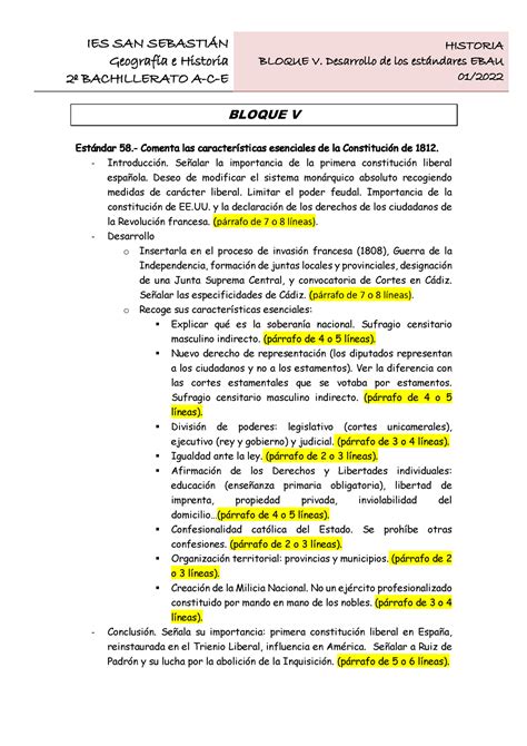 Bloque V Desarrollo de los estándares IES SAN SEBASTIÁN Geografía e