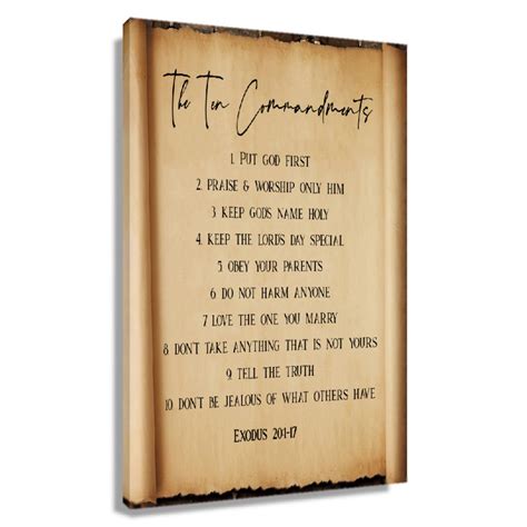 The Ten Commandments Wall Art Exodus Bible Verse Wall Art