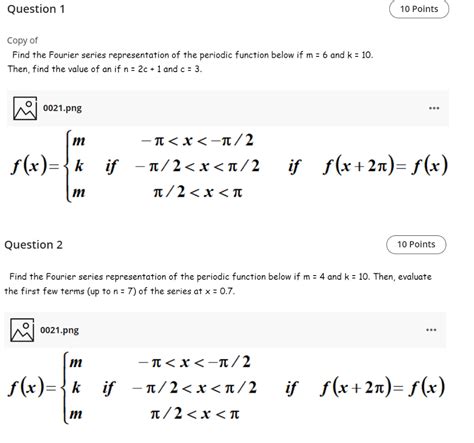 Solved Question 1 10 Points Copy Of Find The Fourier Series