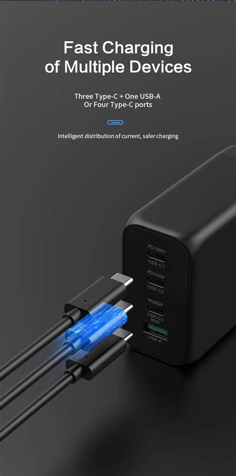 100w 150w 200w 200watt Gan Charger Super Fast Charging Pd Travel Charger 4 Ports Usb C 200w Gan