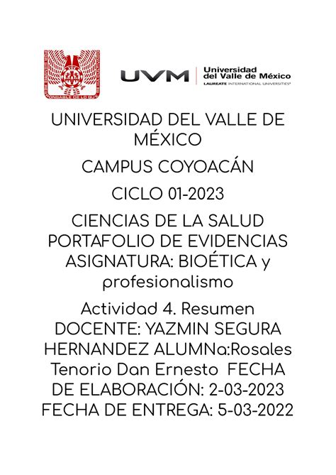 A Resumen De Ensayo Universidad Del Valle De M Xico Campus Coyoac N