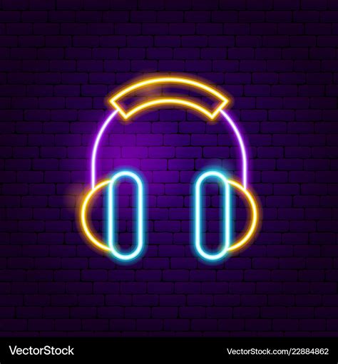 Headphones Neon Sign Royalty Free Vector Image