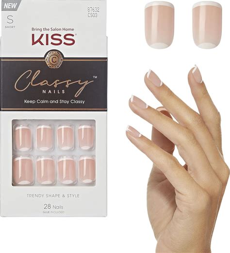 Amazon KISS Classy Press On Nails Simple Enough Nude Short Size Squoval Shape