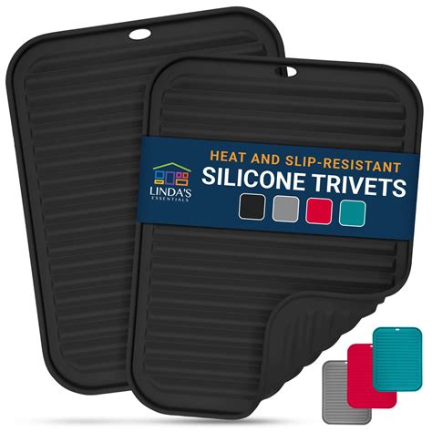 Silicone Trivets For Hot Pans And Pots 2 Pack Multipurpose Silicone Heat Resistant Mat And