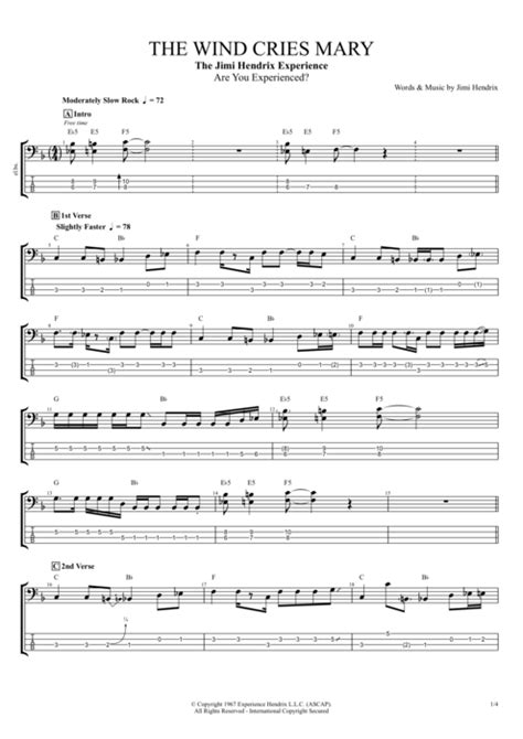 The Wind Cries Mary Tab By Jimi Hendrix Guitar Pro Full Score