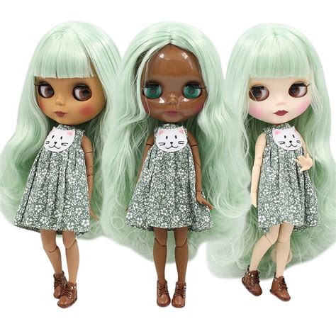 Gelo dbs blyth boneca 1 6 bjd corpo comum macaron hortelã cabelo verde