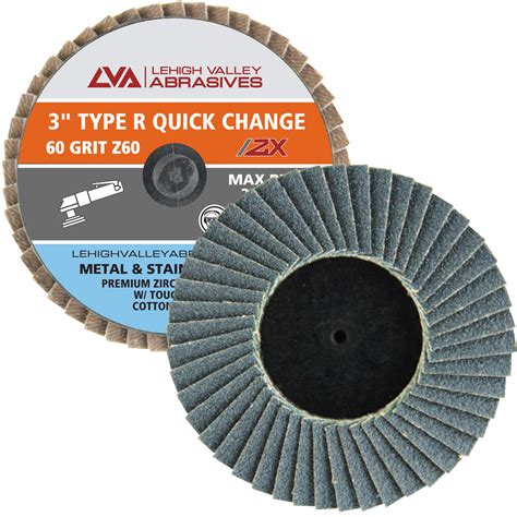 3 Quick Change Flap Discs Type R 60 Grit Zirconia Lva Fd3 60zr