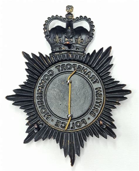 British Transport Commission Police Night Helmet Badge Time Militaria