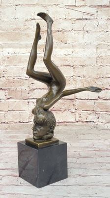 Wildon Home Surrealist Bronze Sculpture Of Upside Down Nude Female Figure Conjoined Head