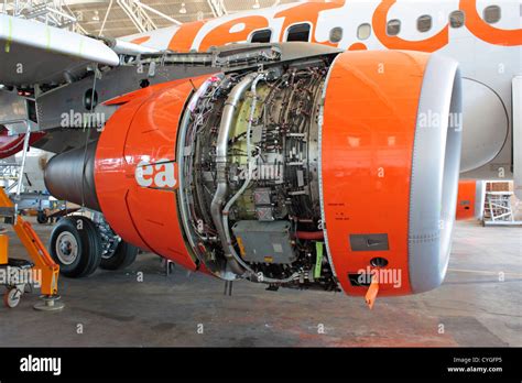 Cfm56 Turbofan Jet Engine On An Easyjet Airbus A319 Airliner Under