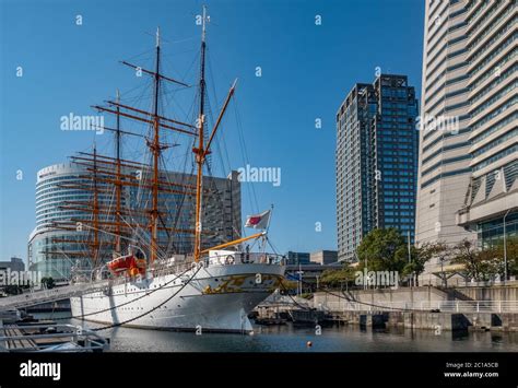 Nippon Maru Former Training Ship At Yokohama Waterfront Japan Stock