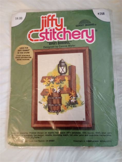 Vintage Sunset Designs Jiffy Stitchery Kit 268 Rain Barrel Original