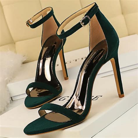 Women Heels Sandals Fetish 10cm High Heels Lady Open Toe Green Blue