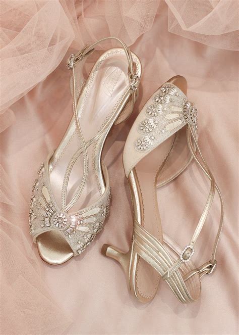 Ella Gold Bridal Shoes Low Heel Bride Shoes Gold Shoes