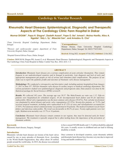 Pdf Rheumatic Heart Diseases Epidemiological Diagnostic And