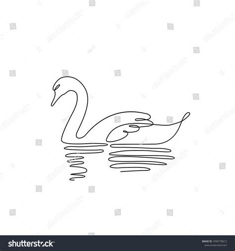 Swan Line Art Icon Contour Drawing เวกเตอร์สต็อก ปลอดค่าลิขสิทธิ์