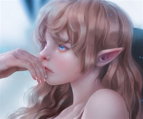 Wallpaper Elves Pointy Ears Artwork Blue Eyes Fantasy Art Fantasy Girl 1920x1600