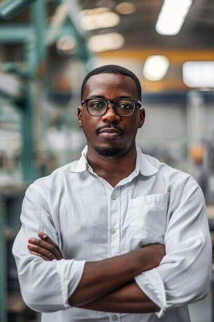 Premium Photo Confident Black Man Engineer Standing In The Factory