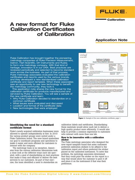 Pdf A New Format For Fluke Calibration Certificates Of