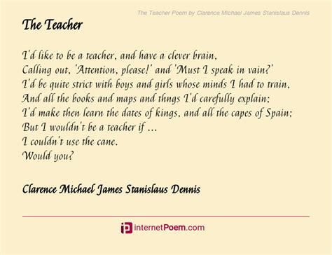 The Teacher Poem By Clarence Michael James Stanislaus Dennis