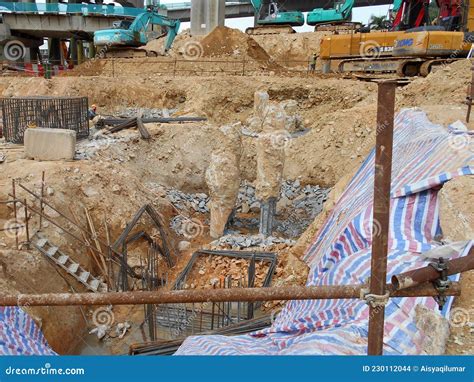The Process Of Cutting Piles After The Completion Of Building