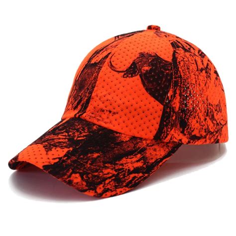 Buy Orange Hat Hunting Fishing Camo Cap Adjustable