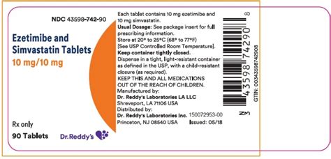 Ndc Ezetimibe And Simvastatin Tablet Oral Label Information