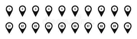 Map Pins with Numbers Vector Illustration. Simple Pointers Icons ...