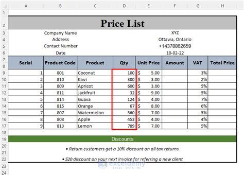 How To Make A Price List In Excel Step By Step Guidelines ExcelDemy