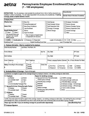 Fillable Online Enrollmentchange Form Pvmaassure Fax Email Print