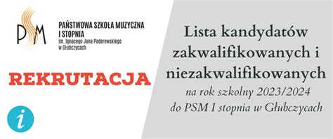 Lista kandydatów zakwalifikowanych i niezakwalifikowanych na rok