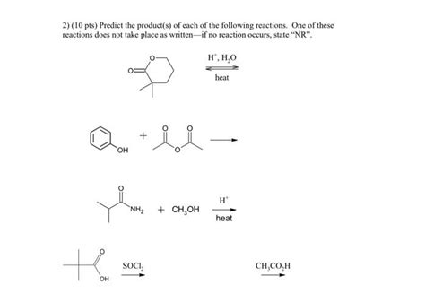 Solved 2 10 Pts Predict The Product S Of Each Of The