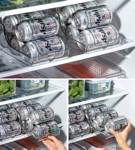 Refrigerator Organizer Bins Pop Soda Can Dispenser Beverage Holder For