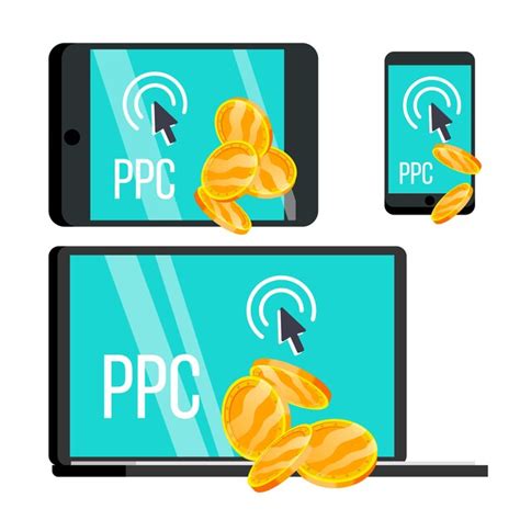 Premium Vector Ppc Pay Per Click Device And Coins Set