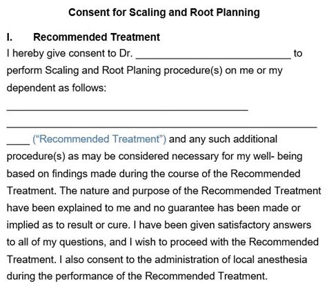 Printable Dental Patient Consent Form Word Pdf Excel Tmp