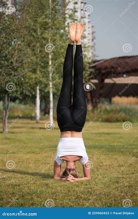 Woman Doing Stretching Exercises Outdoors In The Morning Beautiful Happy Sport Fitness Model