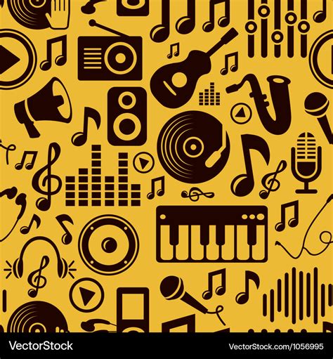 Music seamless pattern with icons Royalty Free Vector Image