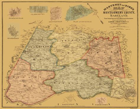 Historic County Map Montgomery County Maryland Martenet 1865 29 Maps Of The Past