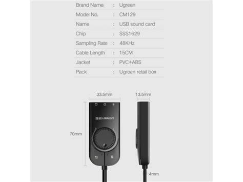 Adaptador Tarjeta De Sonido Externa USB Ugreen CM129 Doble Salida