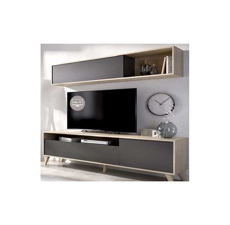 Mueble Sal N Para Tv Compacto Modelo Berlin Natural Y Grafito