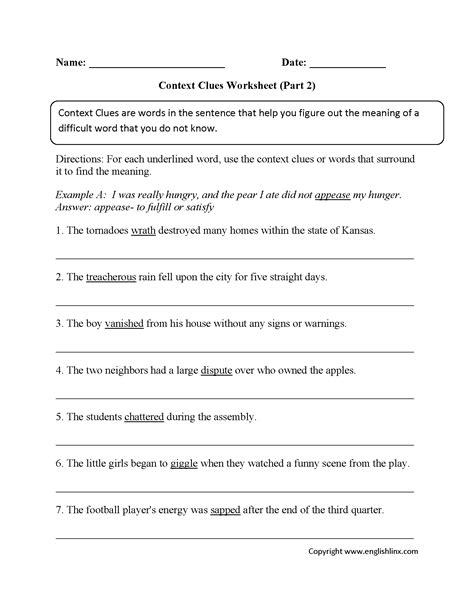 3rd Grade Context Clues Worksheets Clues Context Grade Works