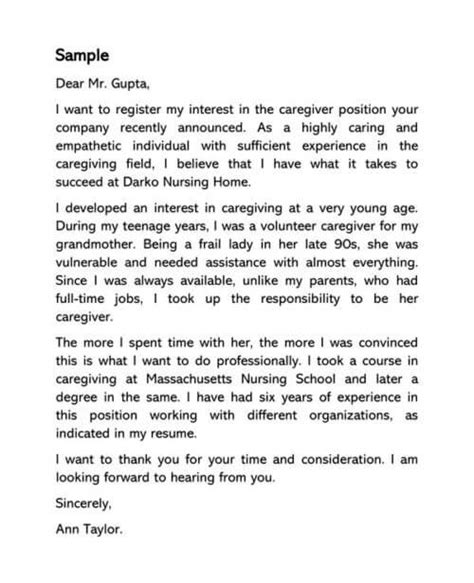 Caregiver Cover Letter Samples How To Write